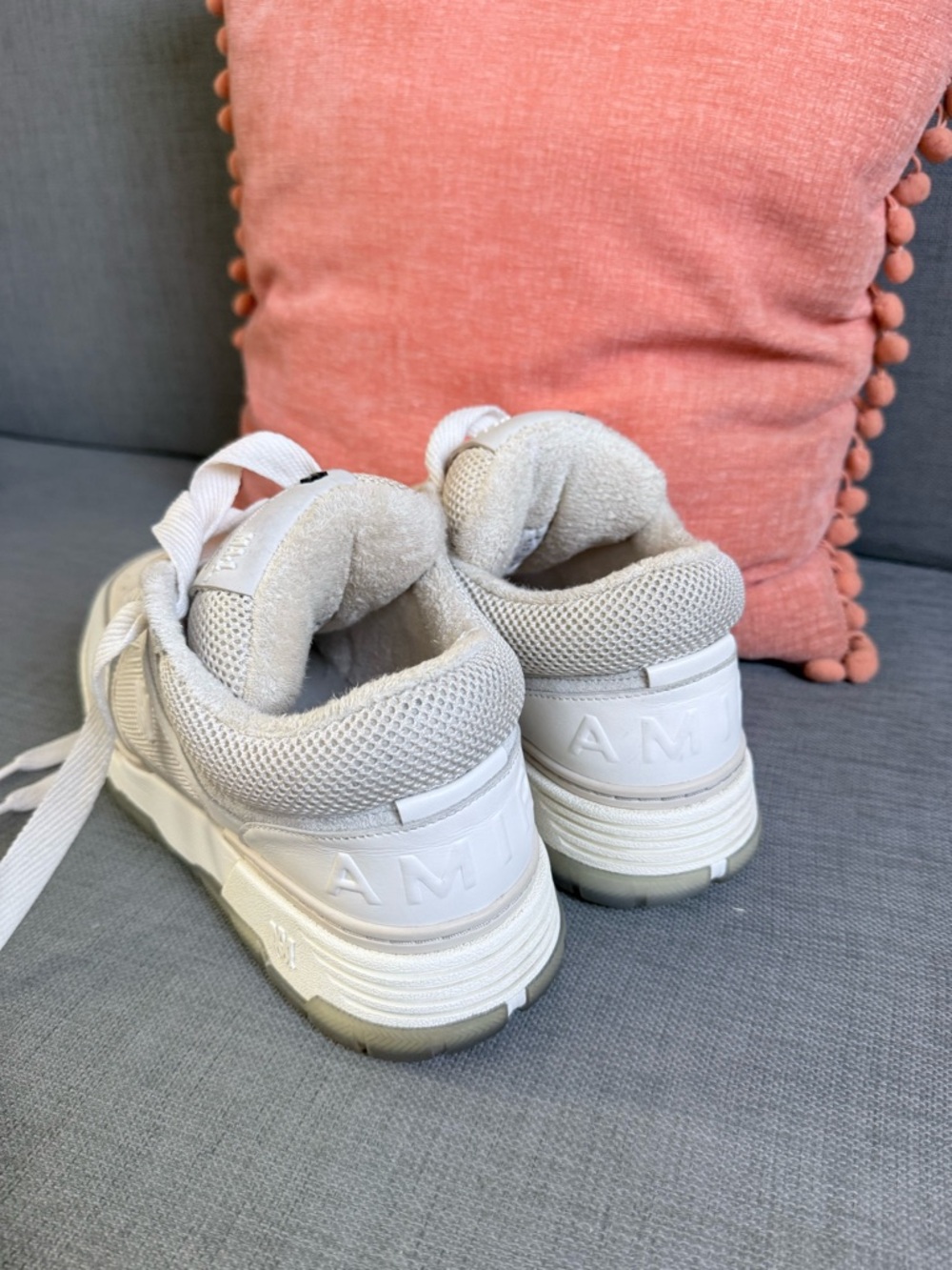AMIRI White Chunky Leather & Mesh Sneakers - Picture 4 of 5